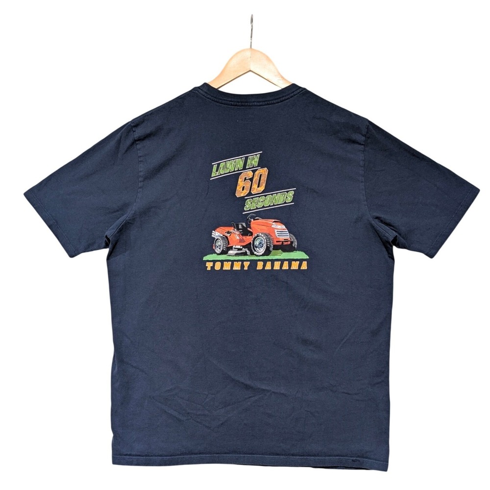 Tommy Bahama Mens Funny Lawn In 60 Seconds Graphic T-Shirt Navy Blue L UPF 30